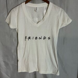 FRIENDS White V neck Top Small